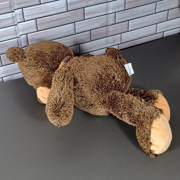 •NANCO Brown cuddly Bear fluffy fur silver shimmery eyes plaid winter scarf - Picture 5 of 10